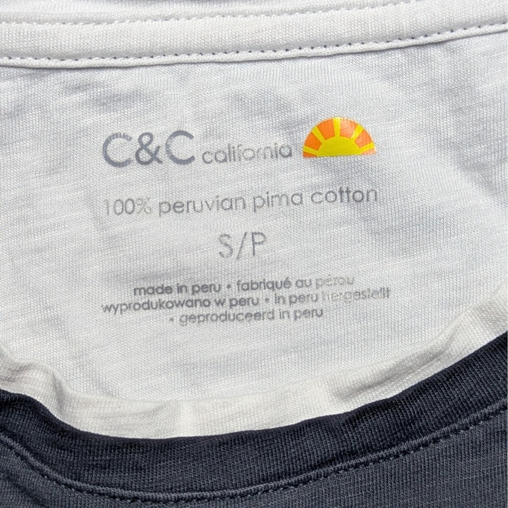 C&C California Pima Cotton Tee Layered Look Minimalist Y2K Capsule Top - Picture 3 of 6